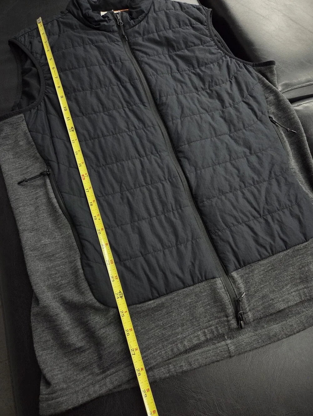 Icebreaker Vest Black Gray Cotton Wool Full Zip Hiking Outdoor Men's Size XL